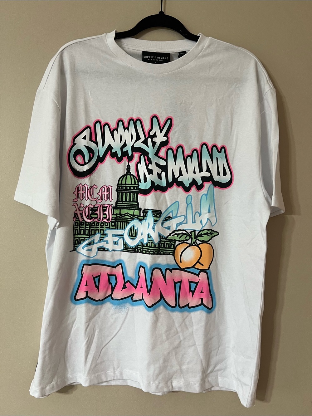 white Supply & Demand graphic t-shirt Atlanta Georgia